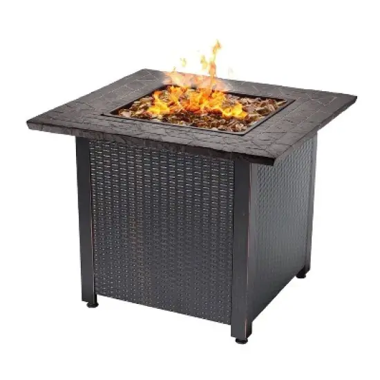 Endless Summer 30 Inch Square 30,000 BTU LP Gas Outdoor Fire Pit Table with Resin Mantel and Protective Cover image {5}