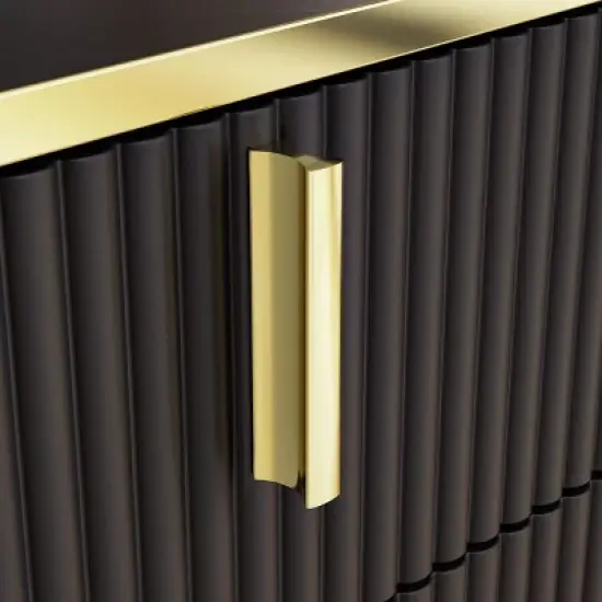 FUFU&GAGA Wave Finish 4 Door Floor Standing Sideboard with Adjustable Shelves image {5}