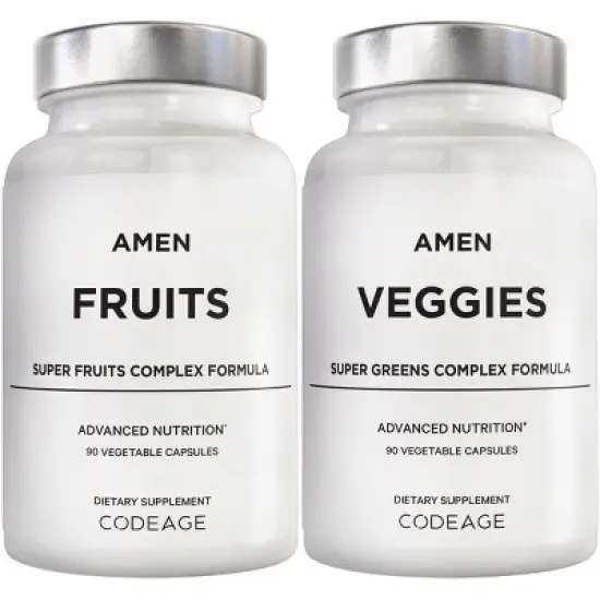 Amen Fruits + Veggies Vitamins Bundle, Raw Whole Fruits & Greens Vegetables Multivitamin - 180ct image {16}