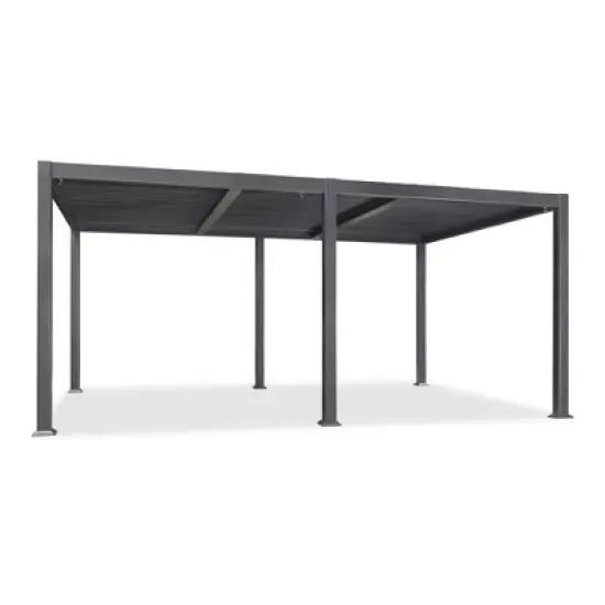 PURPLE LEAF Outdoor Louvered Pergola with Adjustable Metal Roof for Patio Pergola image {12}