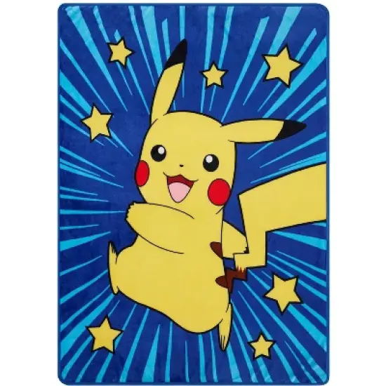Pokemon Pikachu Light Beams and Stars Throw Blanket 46"x 60" Soft Fleece Blanket image {4}