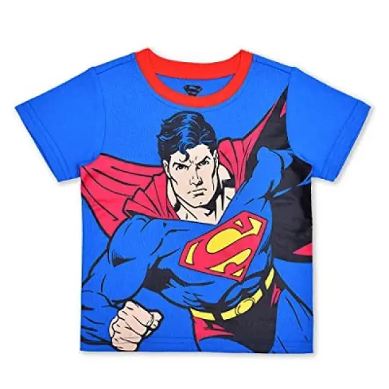 Warner Bros Boy's Superman 3 Piece Coordinates, Graphic Printed Hoodie Jacket, T-Shirt, and Jog Pants Set for toddler image {3}