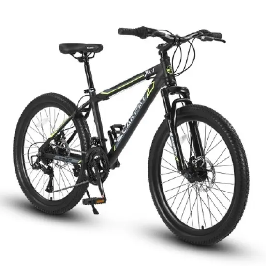 YONWAY 24 Inch Mountain Bike , Shimano 21 Speed  Steel Frame Mountain Bicycle with Dual Disc Brakes and Front Suspension MTB for Boys Girls image {7}