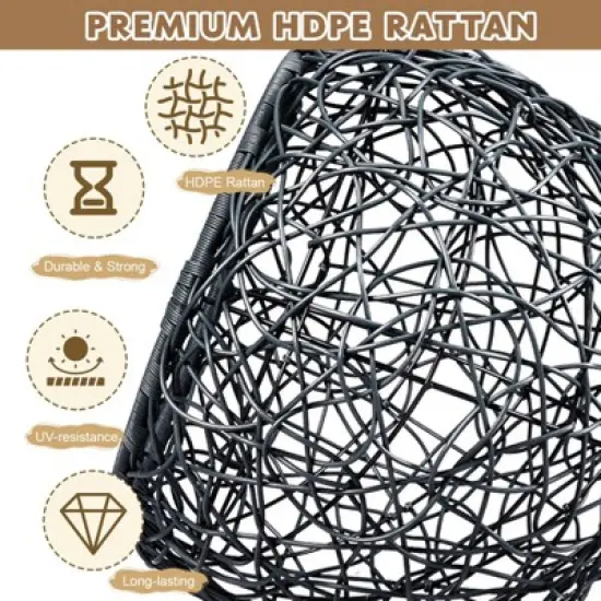 Sapphtopaz Egg-Shaped Cat Bed with Rattan Wicker Hanging Swinging Cat Bed with Soft Cushion & Detachable Hammock Bed for Small Cats & Dogs image {2}