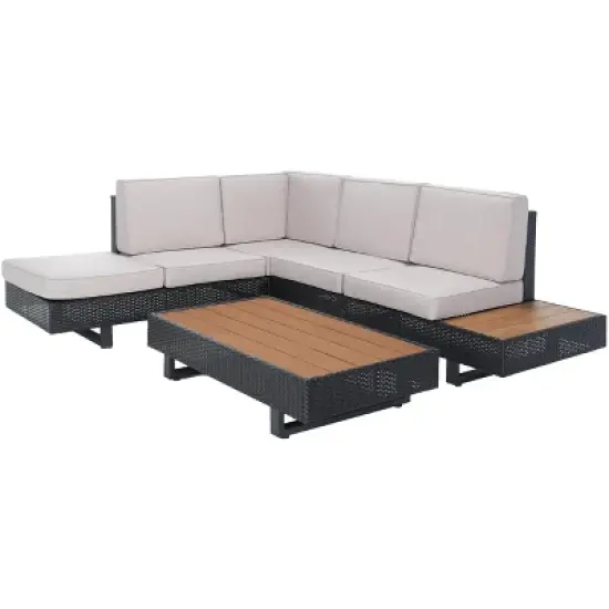 Allison Corner Living Set - Indoor/Outdoor - PAT7733 - Grey/Light Grey - Safavieh image {10}