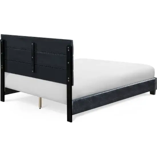 Hudson Leather Upholstered Bed Black - ClickDecor image {4}