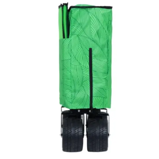 FURNIinspire Outdoor Serving Carts Colorful Heavy-Duty 480lbs Folding Wagon Cart with Bonus Picnic Mat All Terrain Wheels, Green, 37.4"*23.03"*38.98" image {3}