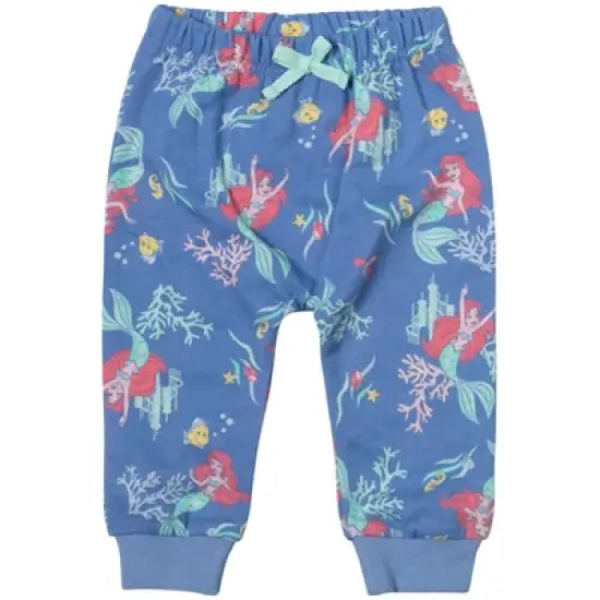 Disney Princess Ariel Tiana Belle Girls French Terry 3 Pack Pants Toddler image {2}