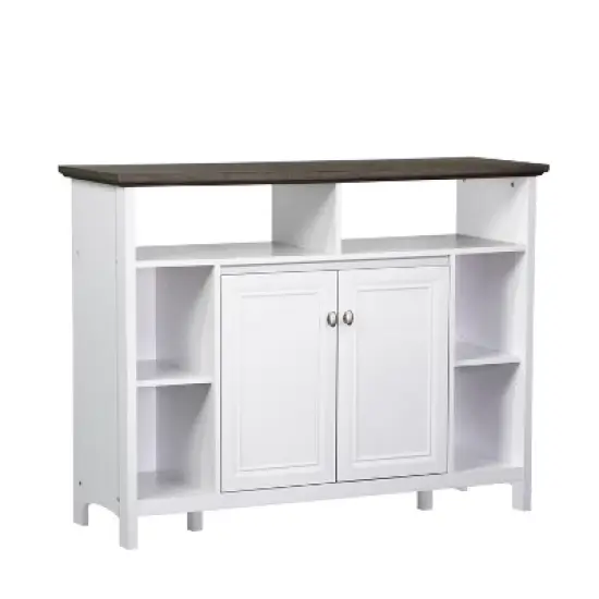 Saint Birch Olivia Console Table with Storage, Gray Oak/White image {1}