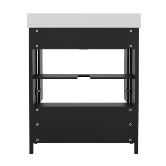 Merrick Lane Single Sink Bathroom Vanity with Undermount Basin, Soft-Close Cabinet, Easy-Glide Drawer, and Carrara Marble Finish Countertop image {4}