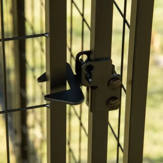 PawHut Outdoor Dog Kennel with Rotating Bowl Holders, Dog Playpen Fence with Waterproof Cover, 8' x 4' x 6', Red image {5}