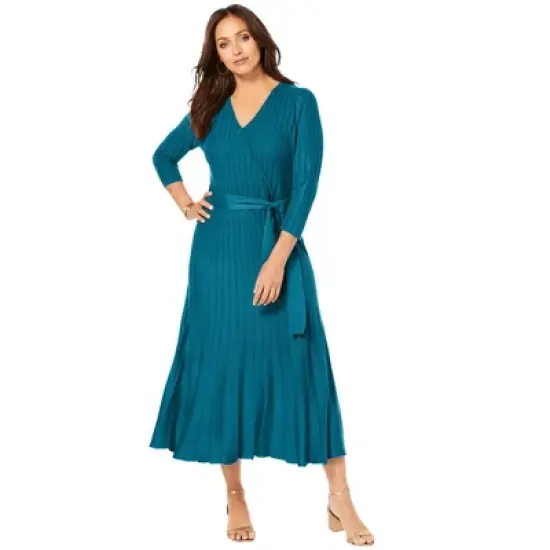 Jessica London Women&rsquo;s Plus Size Pullover Wrap Sweater Dress image {3}