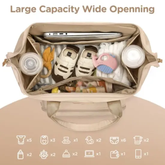 Itopfox Convertible Diaper Backpack with Laptop Sleeve & Cooler Storage, Large Pumping Bag for Working Moms, 31L Capacity image {4}