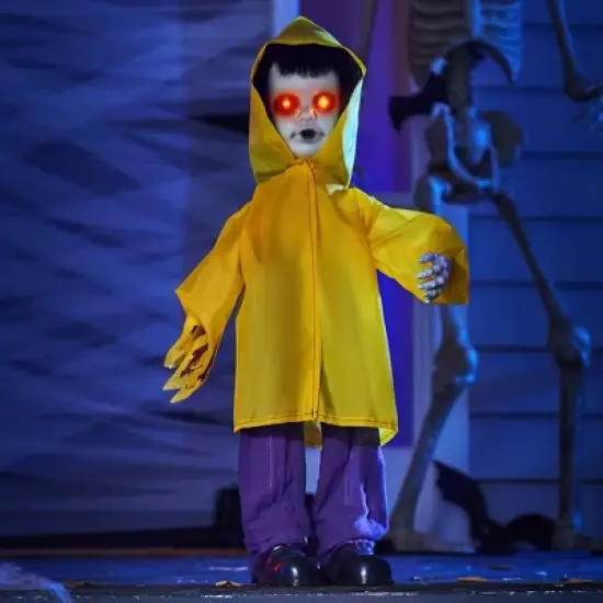 Joyfy 31.5'' Halloween Outdoor Decorations, Life Size Animatronics Ghost with Glowing Eyes for Halloween Party Supplies, Yard Lawn Outdoor Decoration image {3}