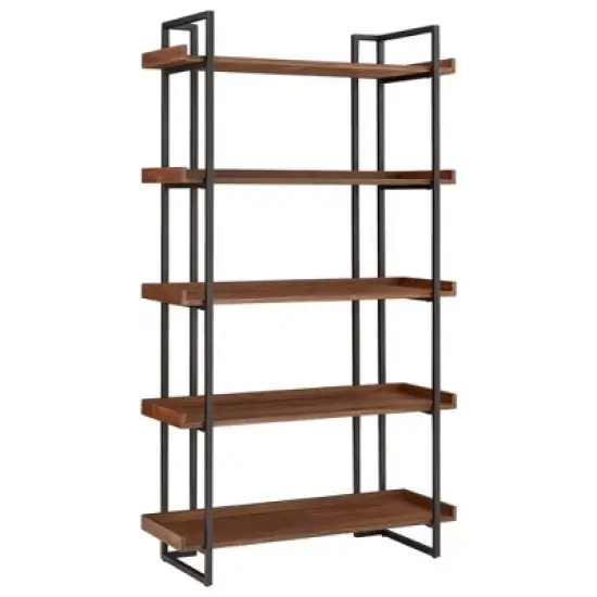 Felicia Rustic Industrial Metal/Wood Etagere Bookshelf - Inspire Q image {8}