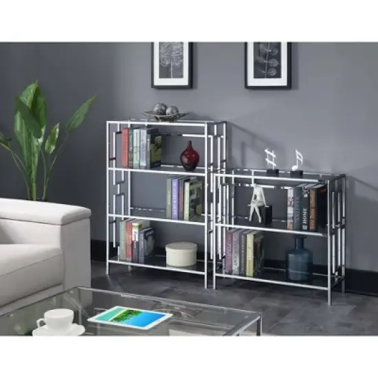 30" Town Square Chrome 3 Tier Bookcase Chrome - Breighton Home image {4}