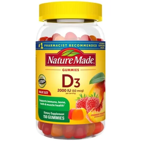 Nature Made Vitamin D3 2000 IU (50 mcg), for Bone Health and Immune Support Vitamin Gummies image {11}