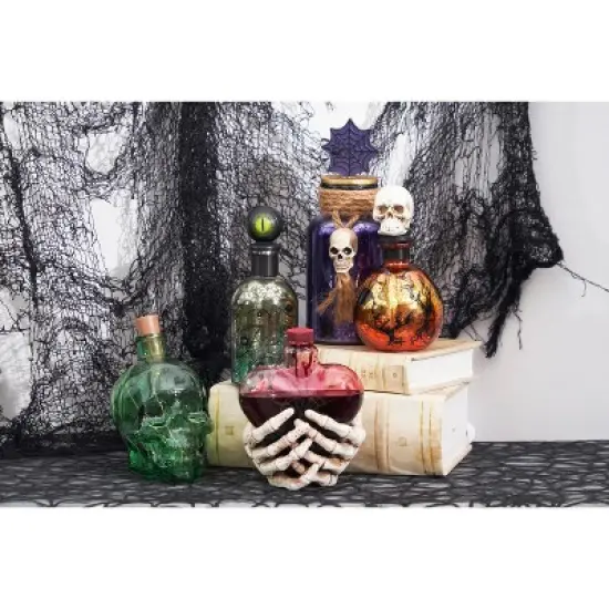 Gallerie II Skeleton Decorative LED Halloween Glass Bottle Vial Figurine image {4}