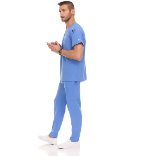 Medichic Men Scrubs Set - Stretch V-Neck Scrub Top with 7-Pocket Pants Workwear image {2}