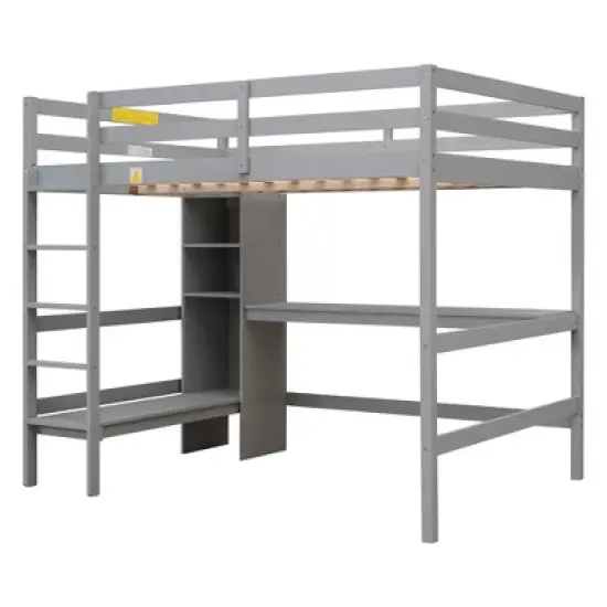Full Size Loft Bed with Multifunction Shelves and Under-Bed Desk - ModernLuxe image {7}