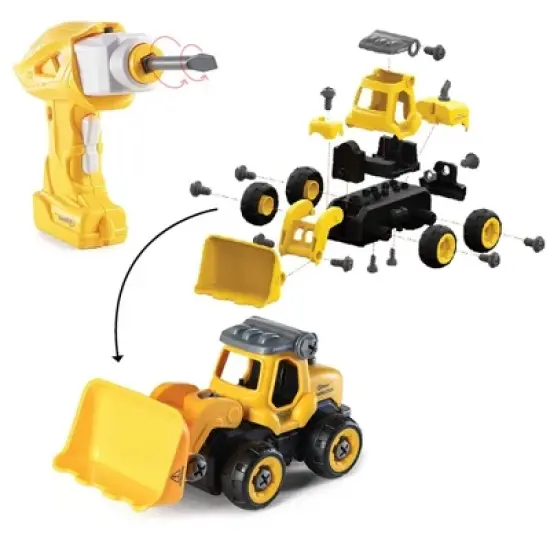 Top Race 3-in-1 Take Apart Truck with Electric Drill Remote Control Construction Toys - Yellow image {1}