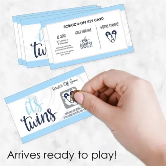 Big Dot of Happiness It's Twin Boys - Blue Twins Baby Shower Game Scratch Off Cards - 22 Count image {1}