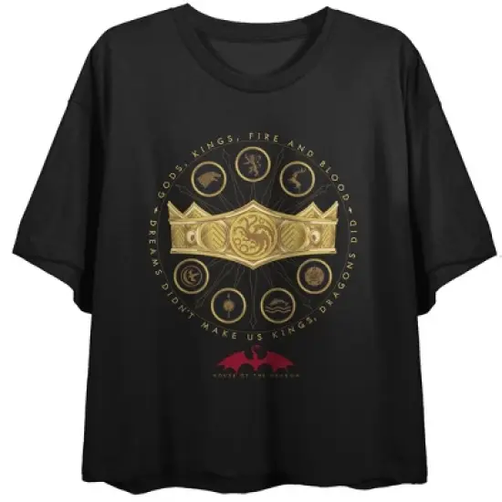 House Of The Dragon All House Shield Women's Black Crop T-shirt image {2}