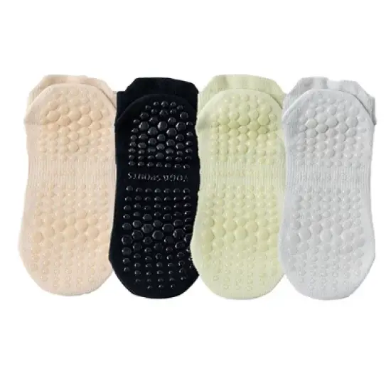 Anna-Kaci 4-Pack Women's Mesh Top Non-Slip Yoga Socks with Full Sole Grips and Breathable Lightweight Fabric image {14}