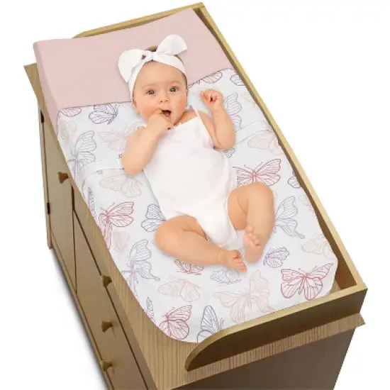 Sweet Jojo Designs Girl Changing Pad Cover Butterfly Pink Purple White image {2}