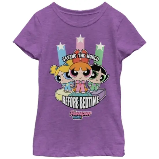 Girl's The Powerpuff Girls Saving the World Before Bedtime T-Shirt image {2}