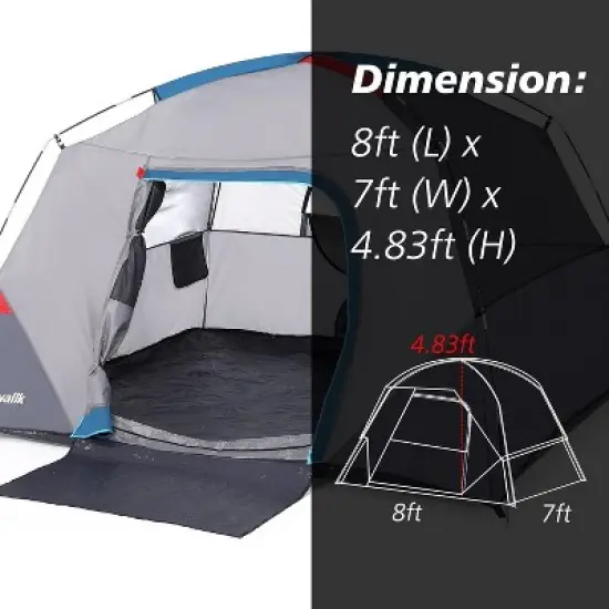 Camping Tent 4 Person Dome Tents, Easy Set Up Waterproof Tent with Carry Bag, Mesh Door, Portable Family Tent with Rainfly for for Traveling image {7}