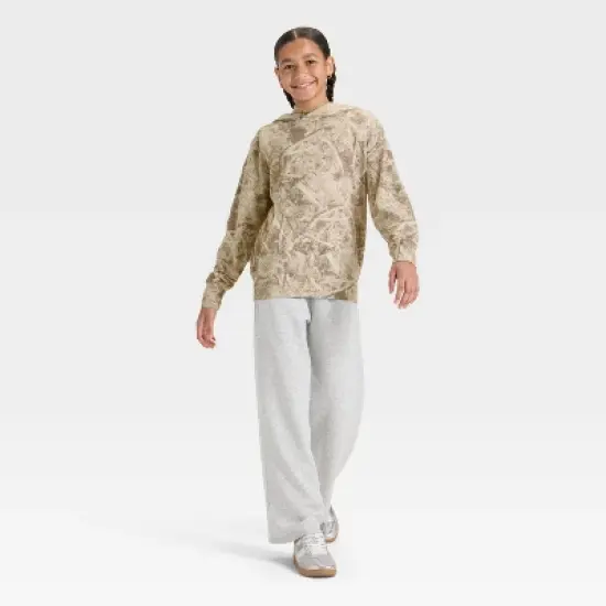 Girls' French Terry Camo Printed Oversized Hoodie - art class&trade; Tan image {2}