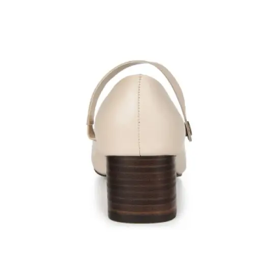 Journee Signature Womens Genuine Leather Ellsy Mary Jane Low Stacked Heel Square Toe Pumps image {2}