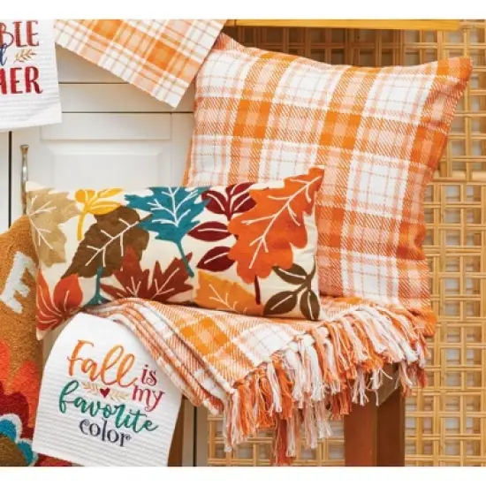 C&F Home Fall Leaves Chain Stitch Throw Pillow image {4}