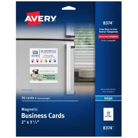 Avery Magnetic Printable Business Cards, 2" x 3.5", Matte White, 30 Blank Cards for Inkjet Printers (8374) image {6}
