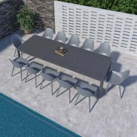 Amazonia Copa 13pc Aluminum Rectangular Extendable Patio Dining Set Gray image {2}