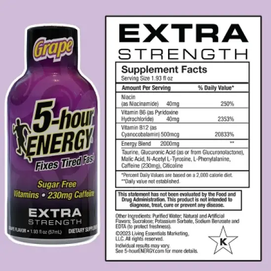 5 Hour Energy Shot Extra Strength - Grape - 1.93oz/10pk image {6}