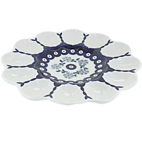 Blue Rose Polish Pottery T140 Manufaktura Egg Plate image {3}