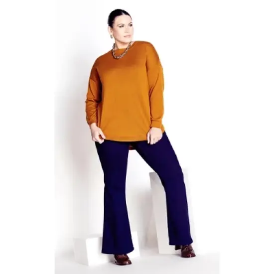 Women's Plus Size Tully Curved Hem Sweater - saffron | AVENUE image {2}