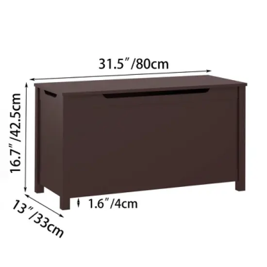 KWPZQEB 31.5" Toy Chest, Sturdy Entryway Storage Chest with Safety Hinges Lid, Kids Toy Box, Wooden Look Accent Furniture for Living Room, Bedroom image {7}