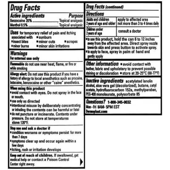 Dermoplast Pain Relief Spray for Minor Cuts, Burns and Bug Bites - 2.75oz image {1}