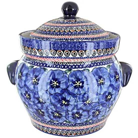 Blue Rose Polish Pottery Blue Art Large Canister image {1}
