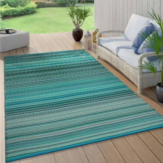 World Rug Gallery Contemporary Stripe Reversible Plastic Outdoor Rugs image {8}