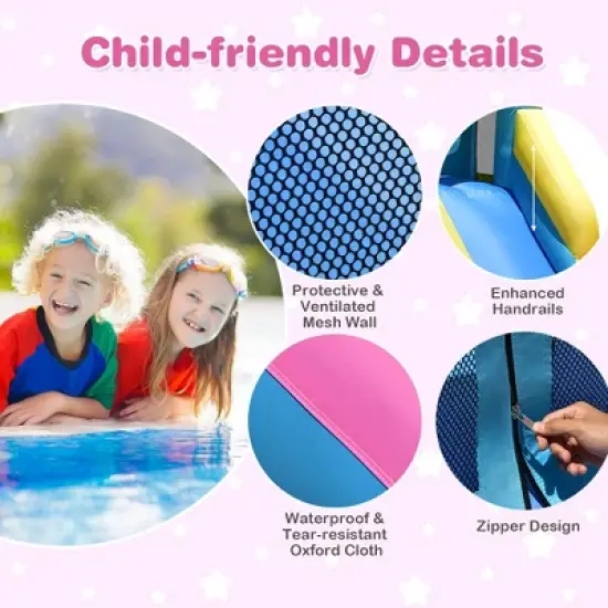 Costway Inflatable Bounce House Sweet Candy Bouncy Castle W/ Water Slide& 480W Blower image {6}