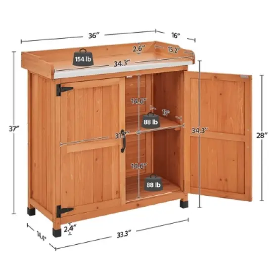 Yaheetech Outdoor Garden Potting Bench Table with Cabinet image {8}