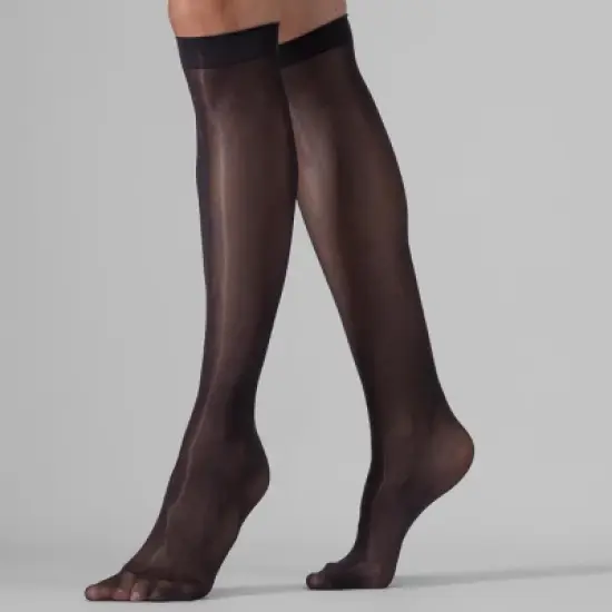 LECHERY Women's Lustrous Silky Shiny Sheer Dress Nylons Knee-Highs Stockings Socks (2 Pairs) image {2}