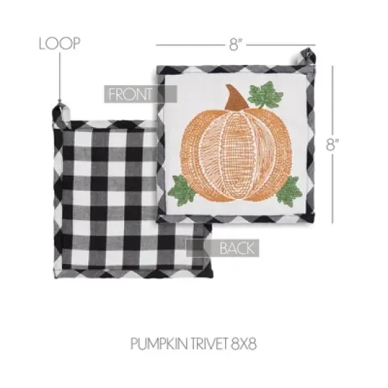 Annie Black Check Pumpkin Trivet 8x8 image {2}
