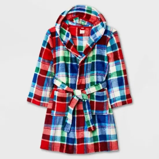 Kids' Plaid Robe - Cat & Jack&trade; Red/Green/Blue image {4}