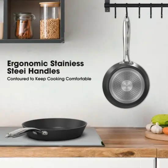 imarku Professional Cooking Utensil , 12 Inch Nonstick Cast Iron pan, Frying Pizza Pan,Steak Pan, Ergonomic grip, PFOA-Free Coating, Dishwasher Safe image {4}