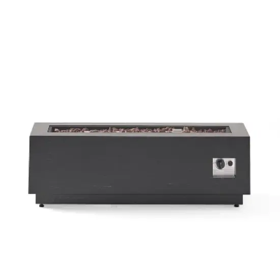 40-Inch Rectangular Outdoor Iron Fire Pit With Propane Tank Storage - 50,000 BTU, Dark Grey image {3}